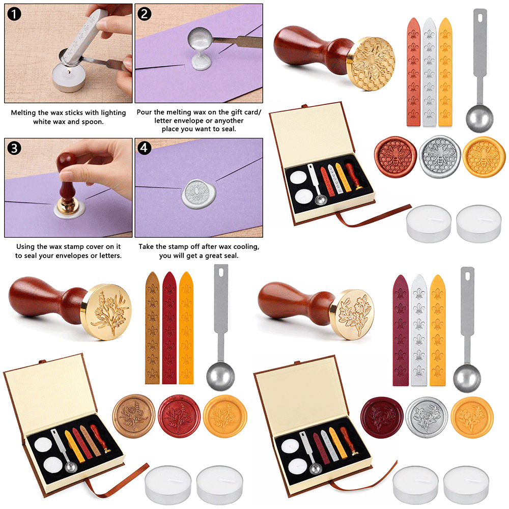 Wildflower 3D Relief Wax Seal  - đánh giá và giá Wax Seal Stamp Set